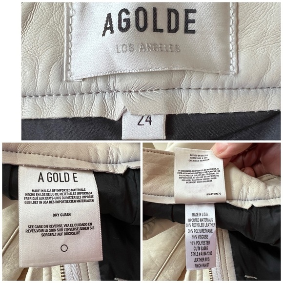 AGOLDE JEANS 24 RECYCLED LEATHER BLD POWDER IVORY STRAIGHT LEG CHIC PINCH WAIST - Picture 12 of 12